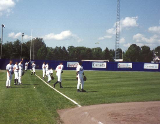 Men on baseball field